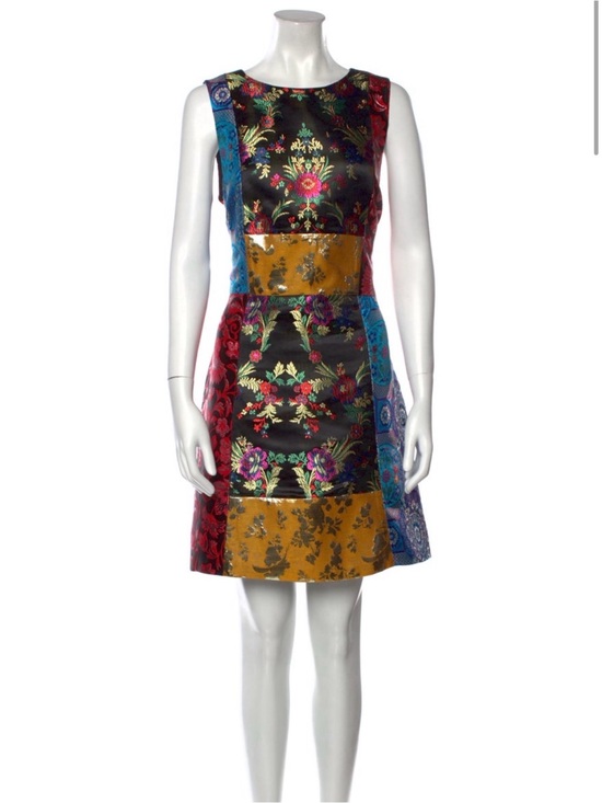 Alice + Olivia Dresses & Skirts - Alice + Olivia Multicolor Floral Patchwork Brocade Sleeveless A-line Dress
